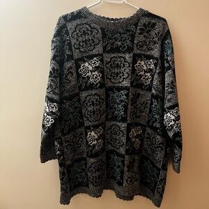 Vintage blue and Gray Patterned Sweater